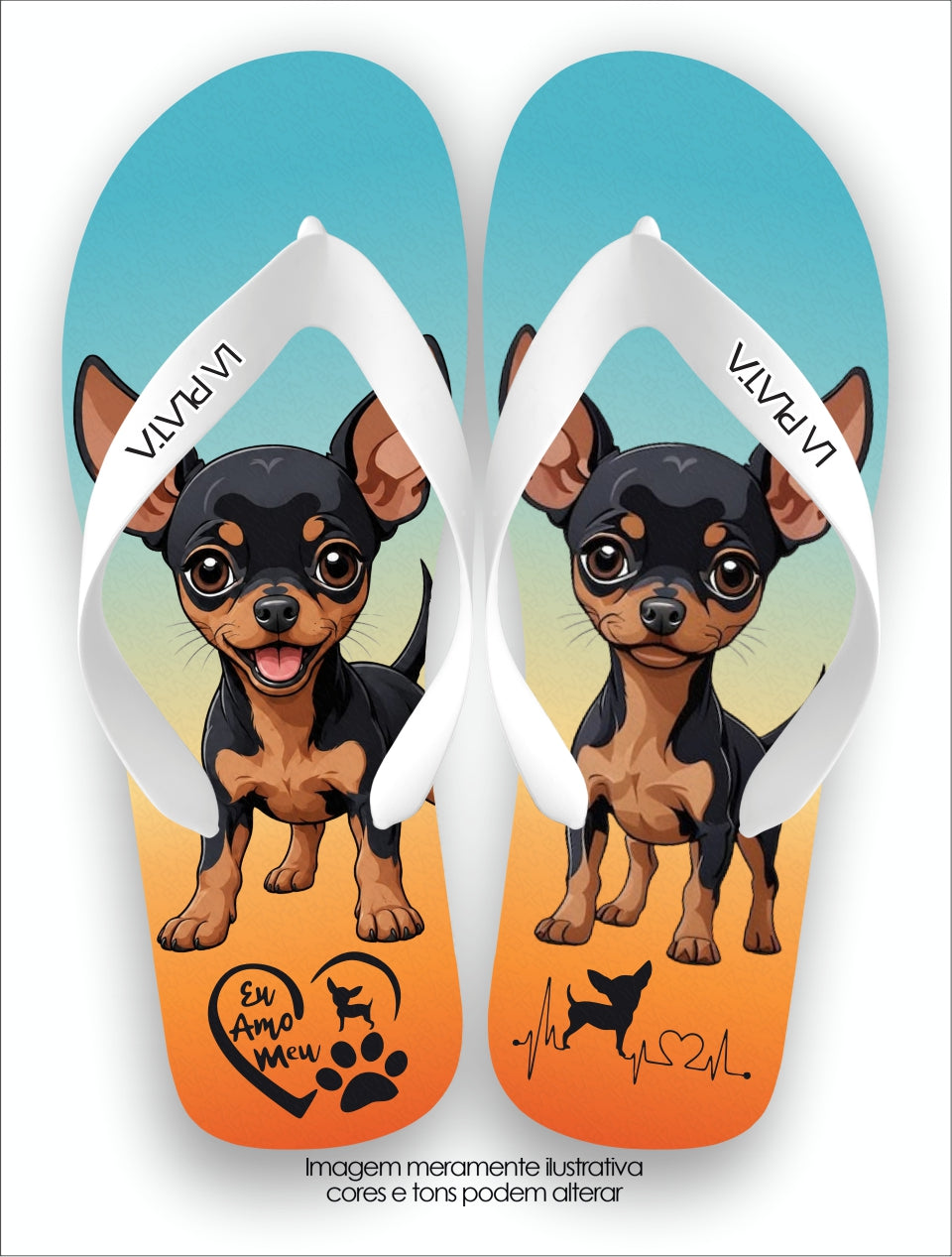 Chinelo Tradicional La Patinhas Dogs Eu Amo Meu Pincher