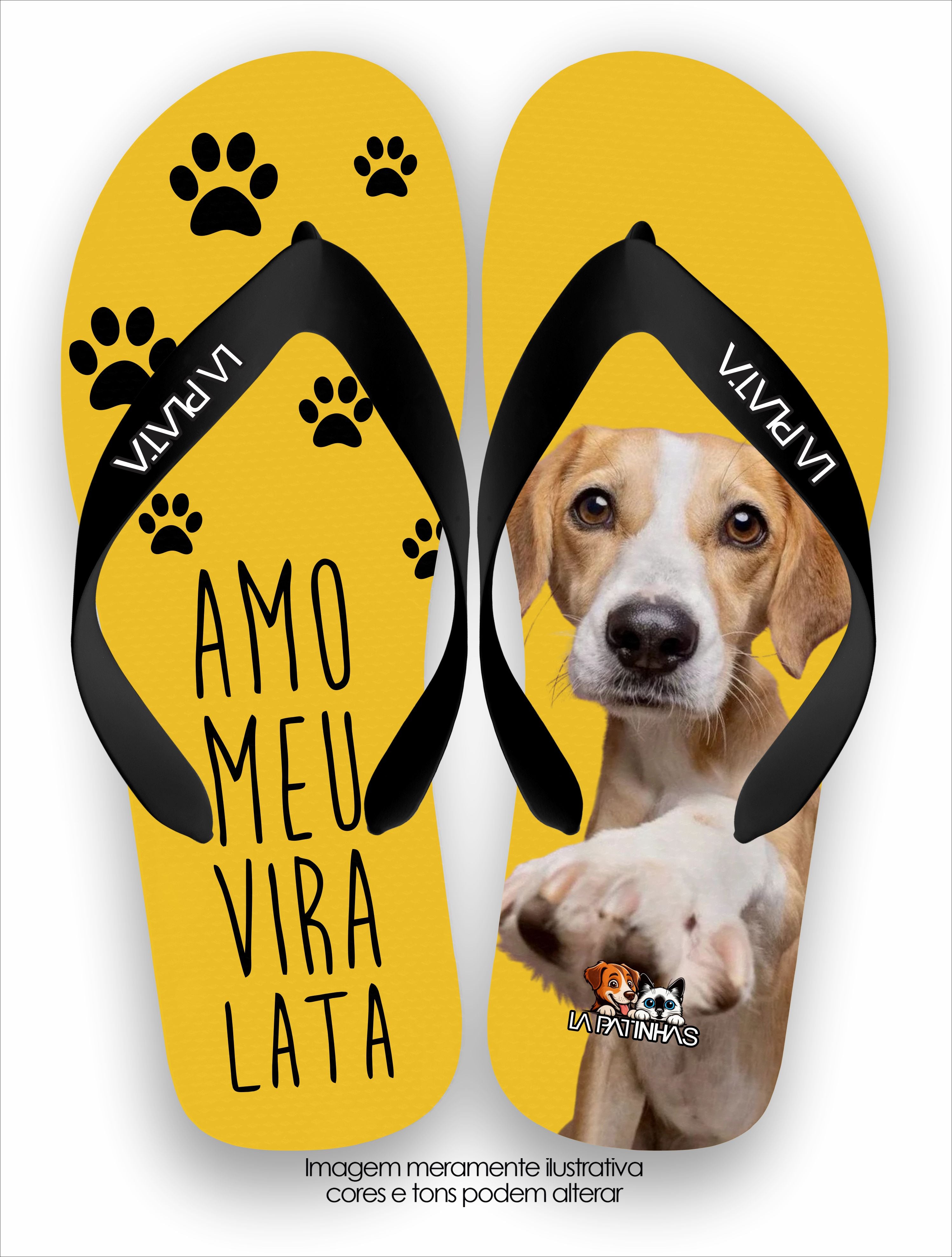 Chinelo Tradicional La Patinhas Dogs Eu Amo Meu Vira Lata