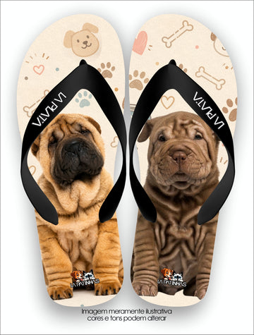 Chinelo Tradicional La Patinhas Dogs Sharpei Doce Companhia