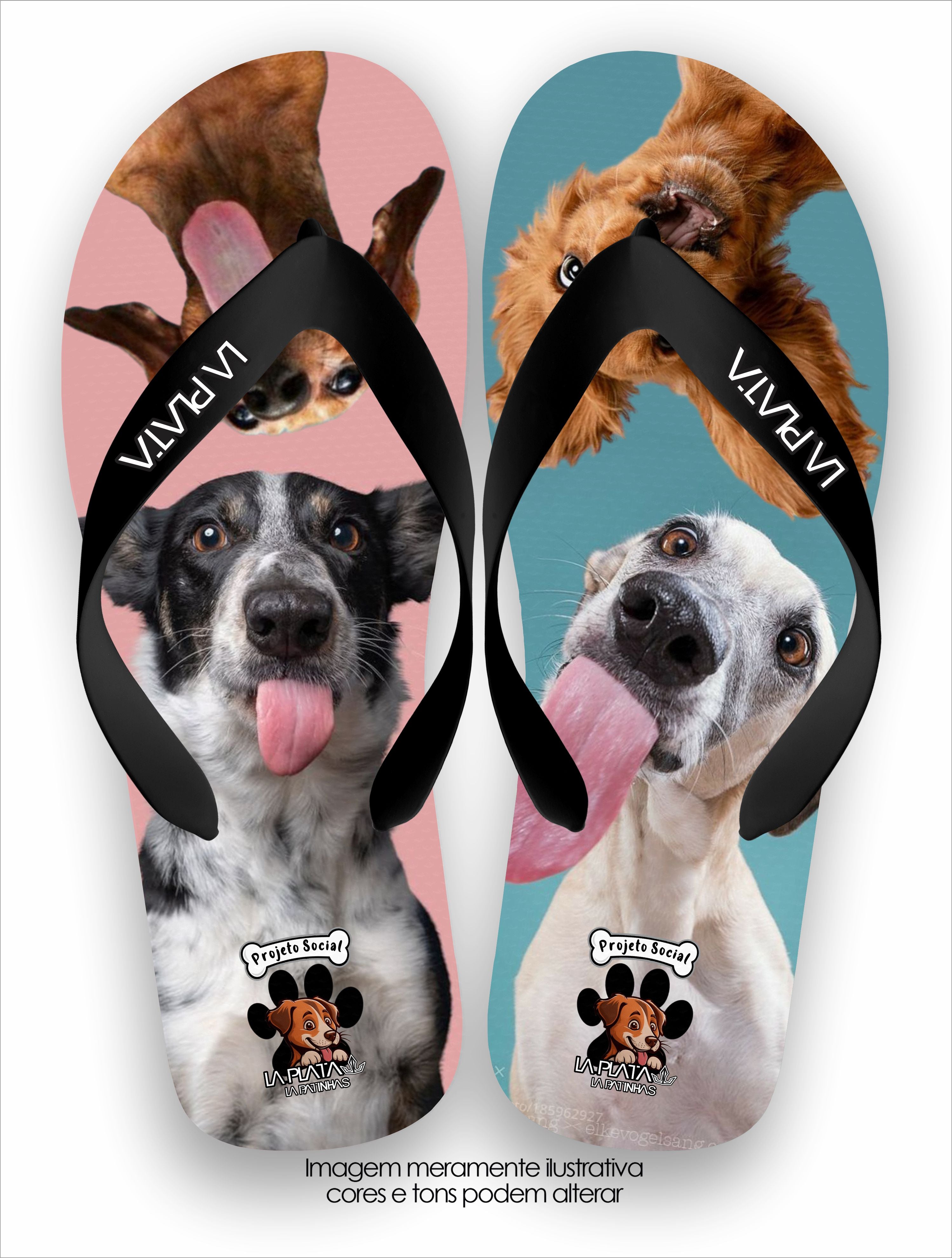 Chinelo Tradicional La Patinhas Cachorros Azul Rosa