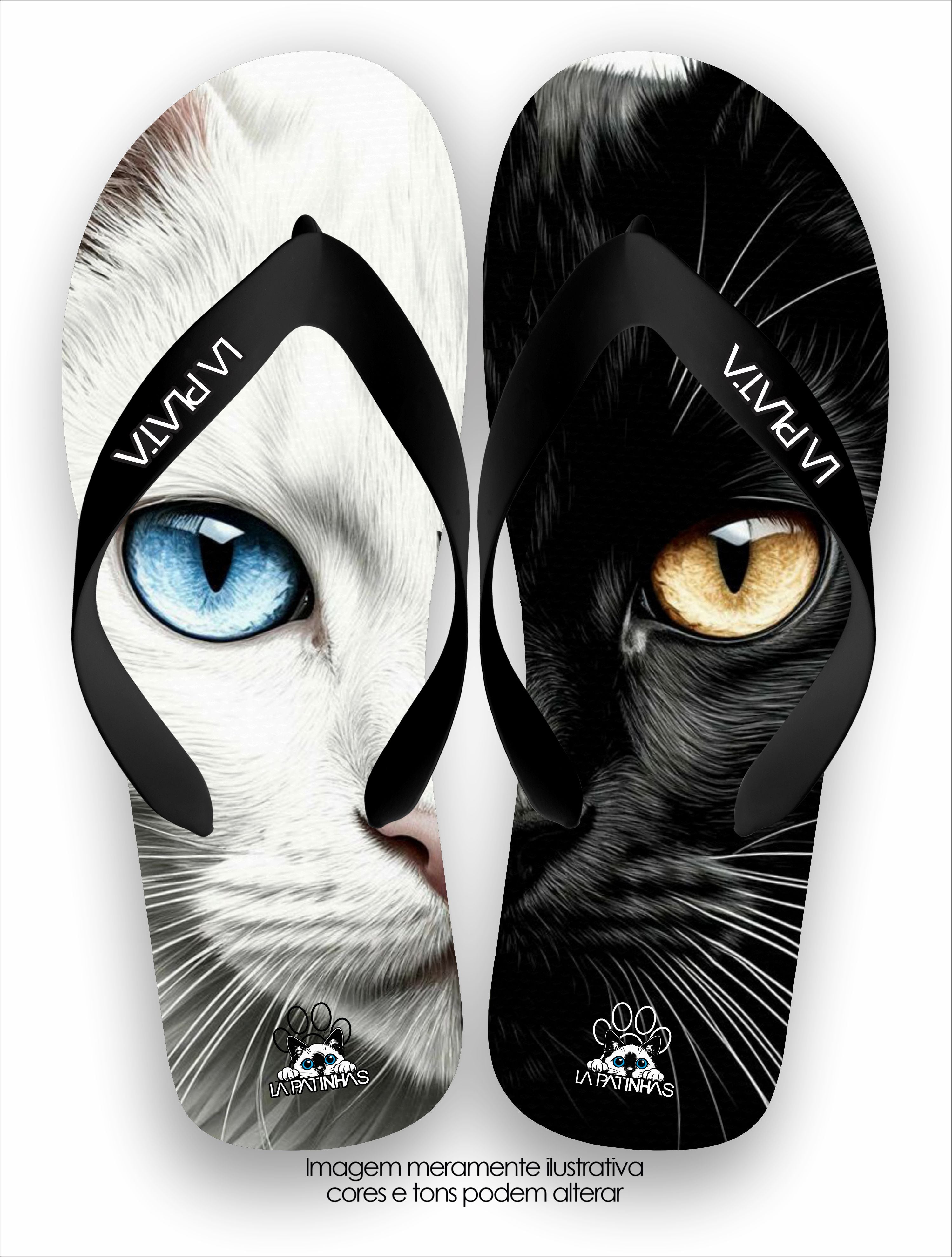 Chinelo Tradicional La Patinhas Cats Yin Yang