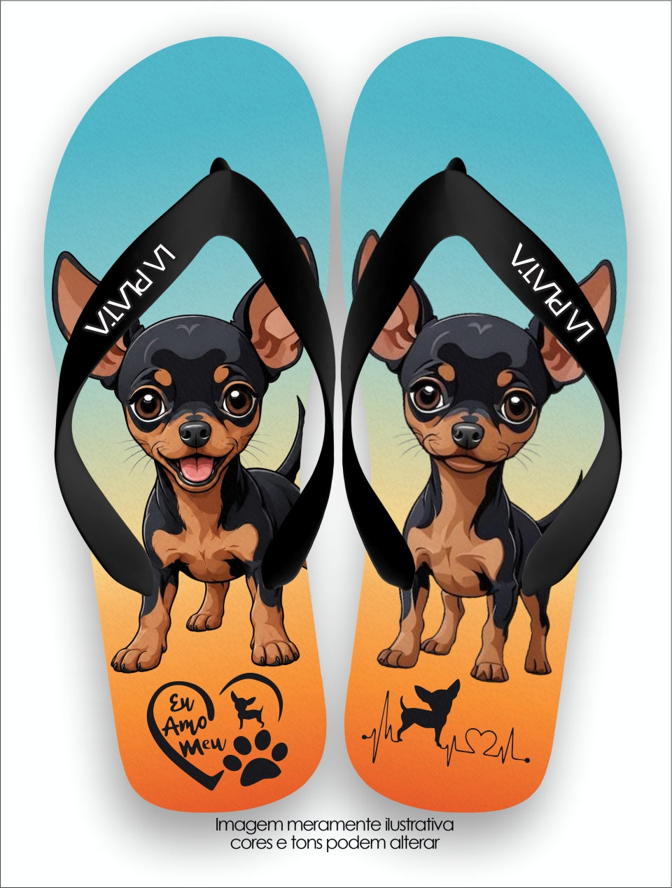Chinelo Tradicional La Patinhas Dogs Eu Amo Meu Pincher