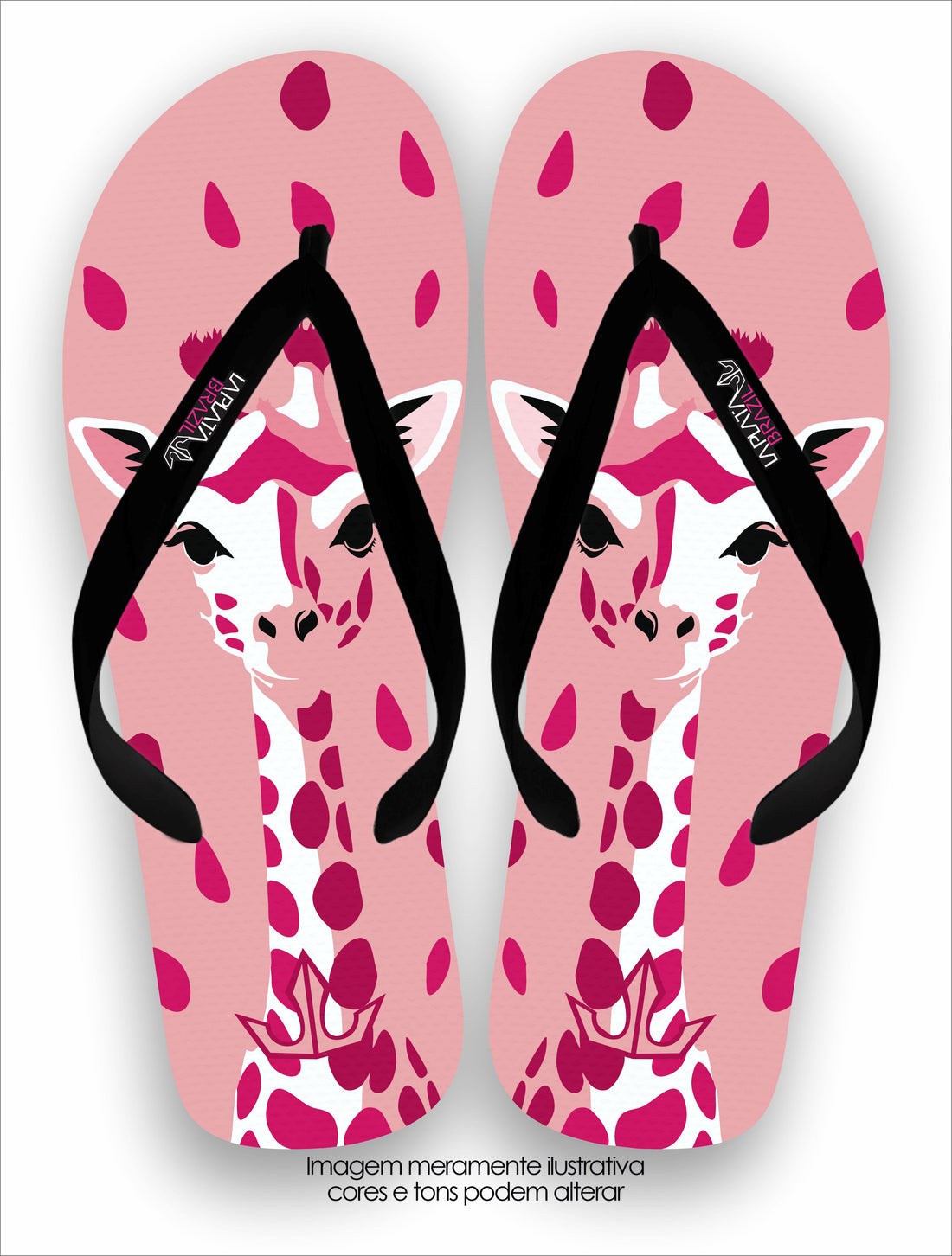 Chinelo Tradicional La feminina Pink Girafa Conforto Total