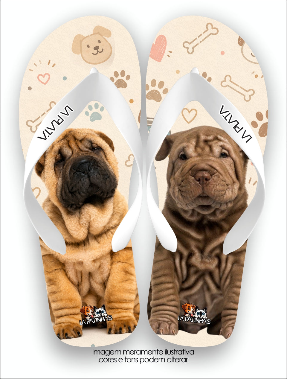 Chinelo Tradicional La Patinhas Dogs Sharpei Doce Companhia