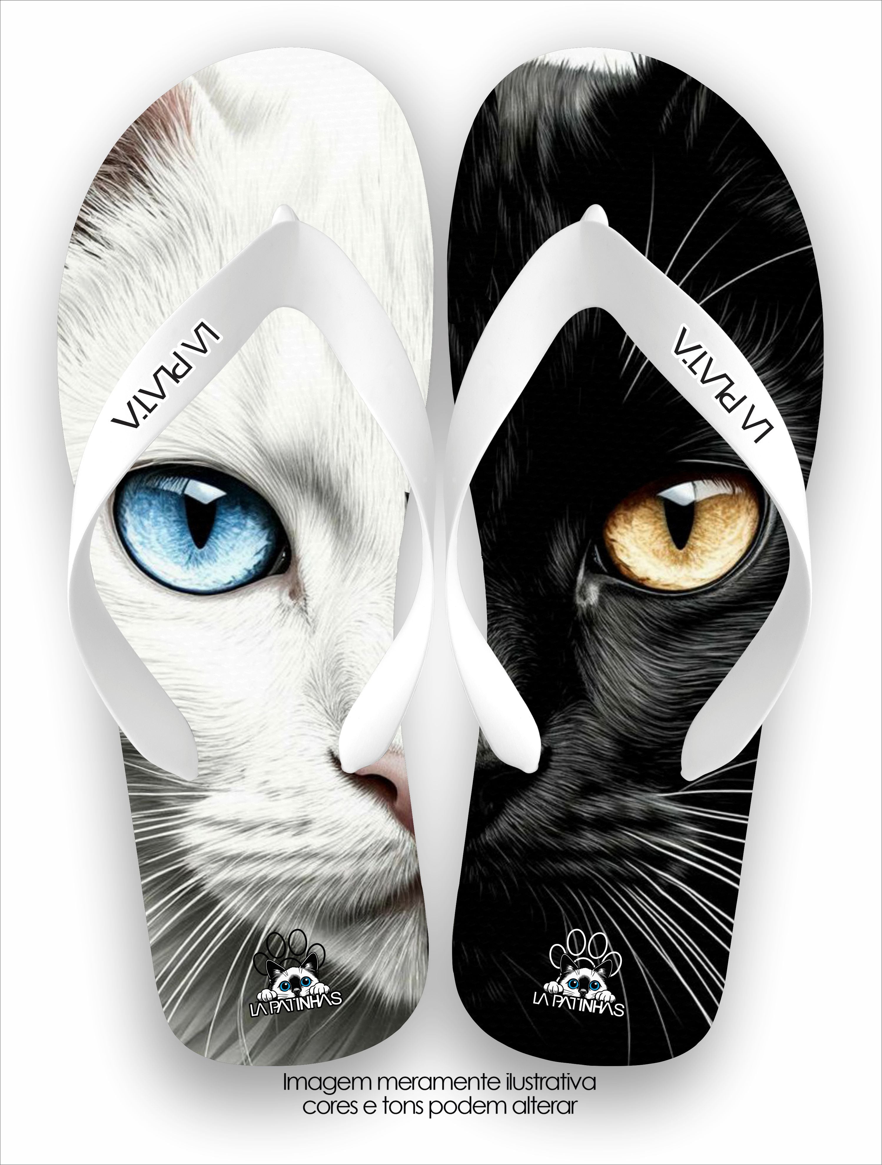 Chinelo Tradicional La Patinhas Cats Yin Yang