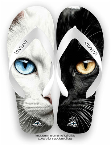 Chinelo Tradicional La Patinhas Cats Yin Yang