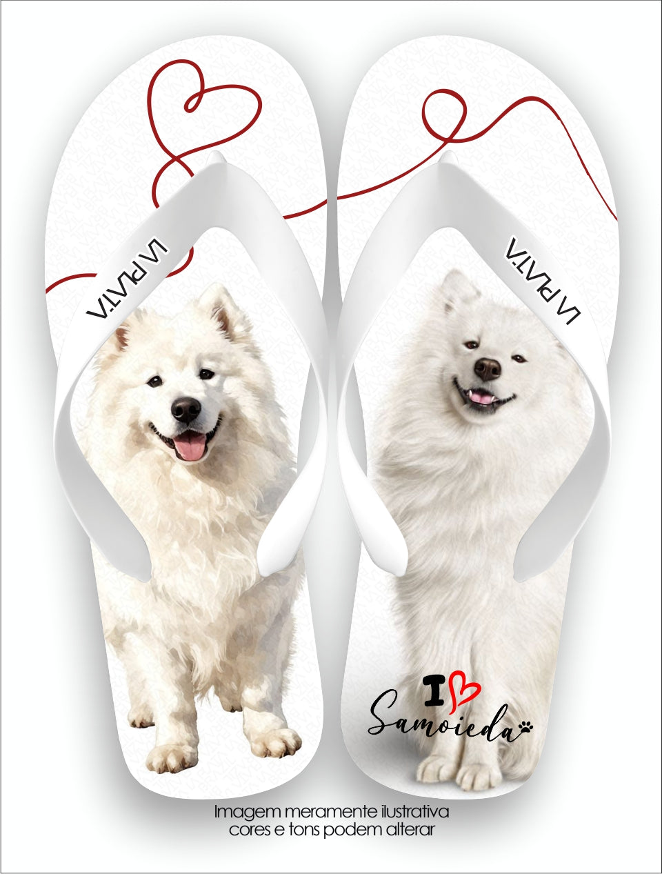 Chinelo Tradicional La Patinhas Dogs Samoieda Carinho Branco