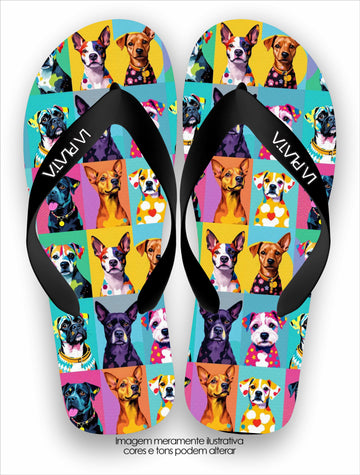Chinelo Tradicional La Patinhas Fotos 3x4 Cachorros Coloridos