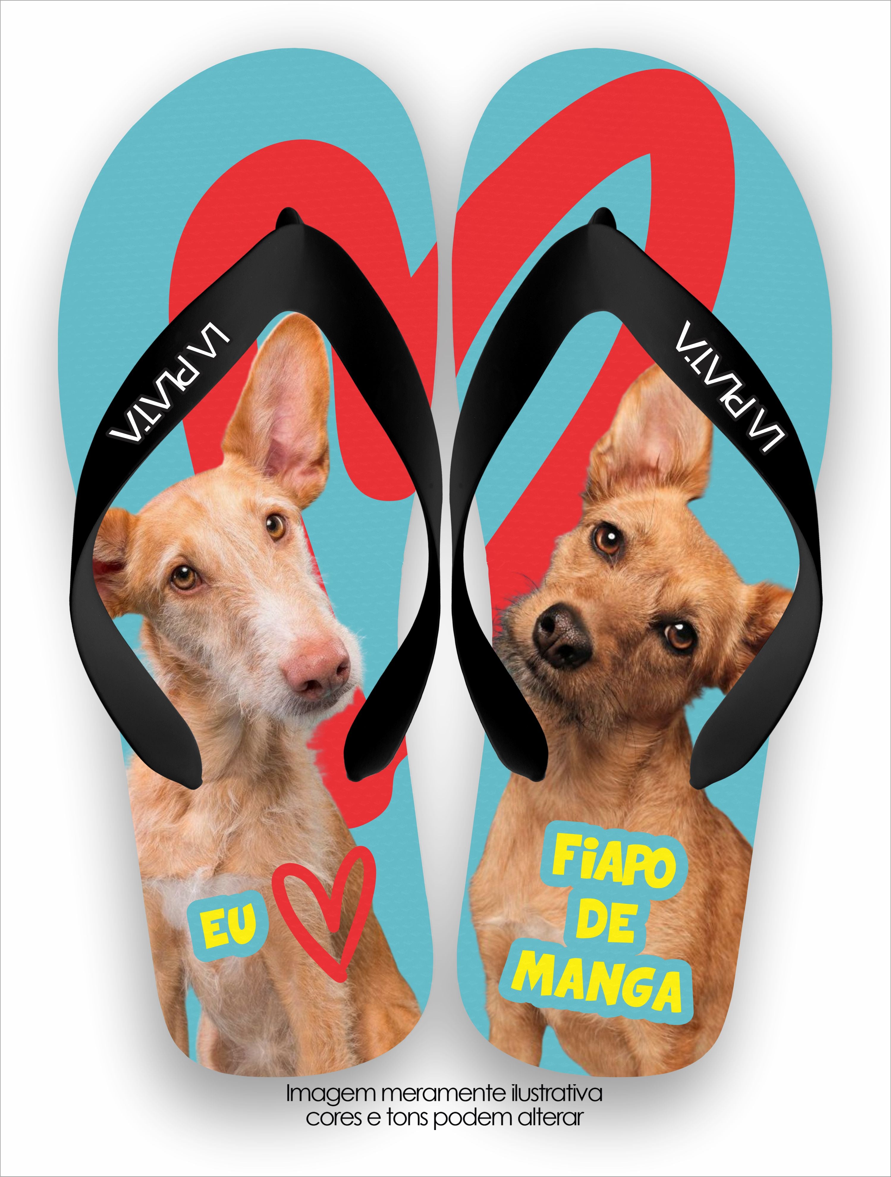 Chinelo Tradicional La Patinhas Dogs Eu Amo Meu Fiapo de Manga