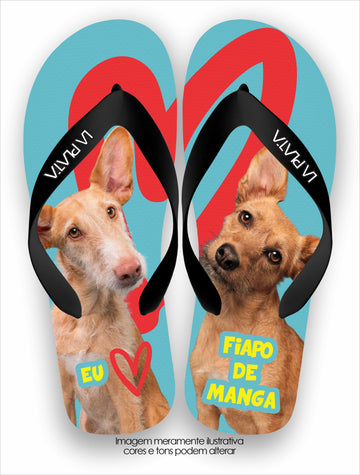Chinelo Tradicional La Patinhas Dogs Eu Amo Meu Fiapo de Manga