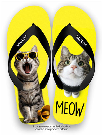 Chinelo Tradicional La Patinhas Cats Gato Meow