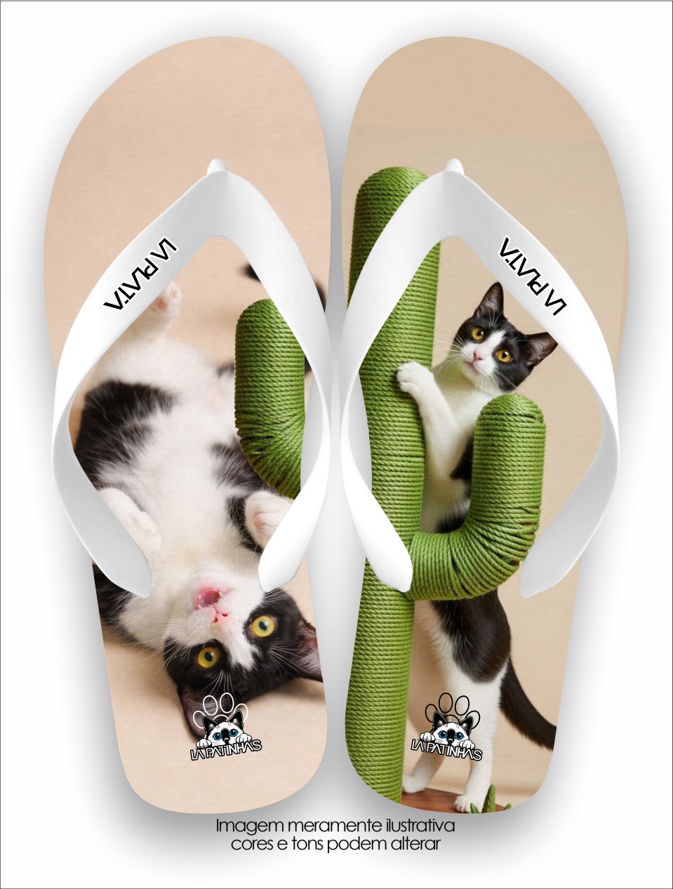 Chinelo Tradicional La Patinhas Cats Cactus