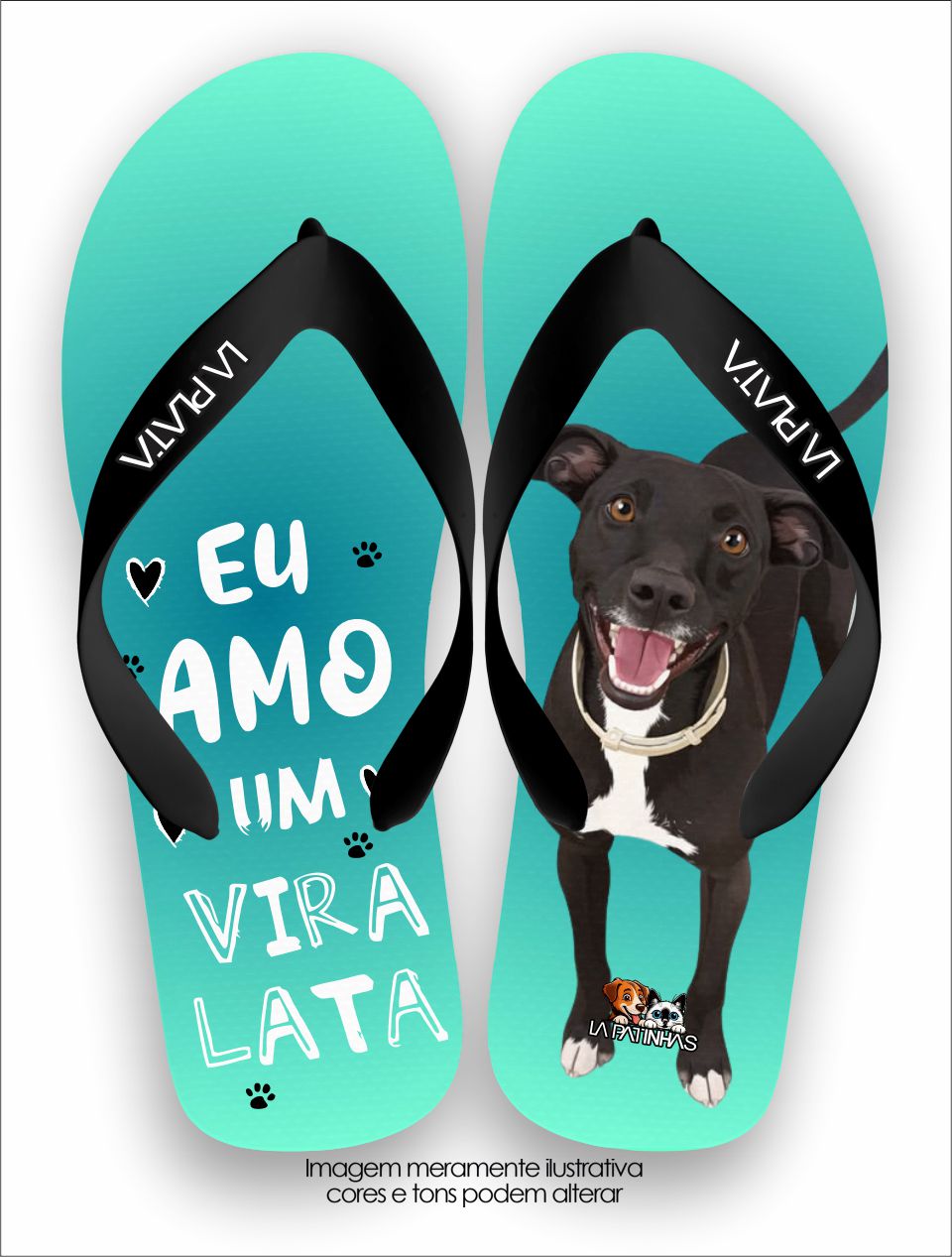 Chinelo Tradicional La Patinhas Dogs Amo um Vira-Lata
