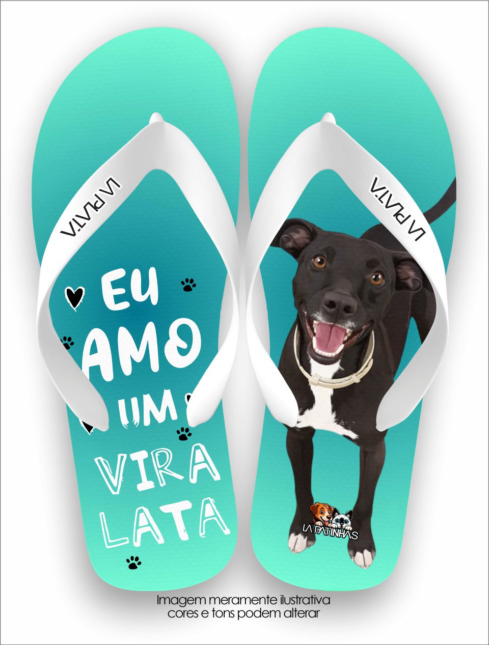 Chinelo Tradicional La Patinhas Dogs Amo um Vira-Lata