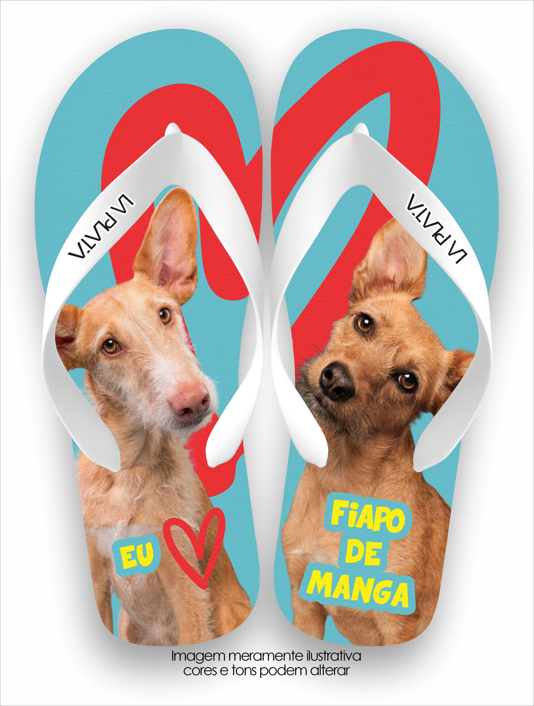 Chinelo Tradicional La Patinhas Dogs Eu Amo Meu Fiapo de Manga