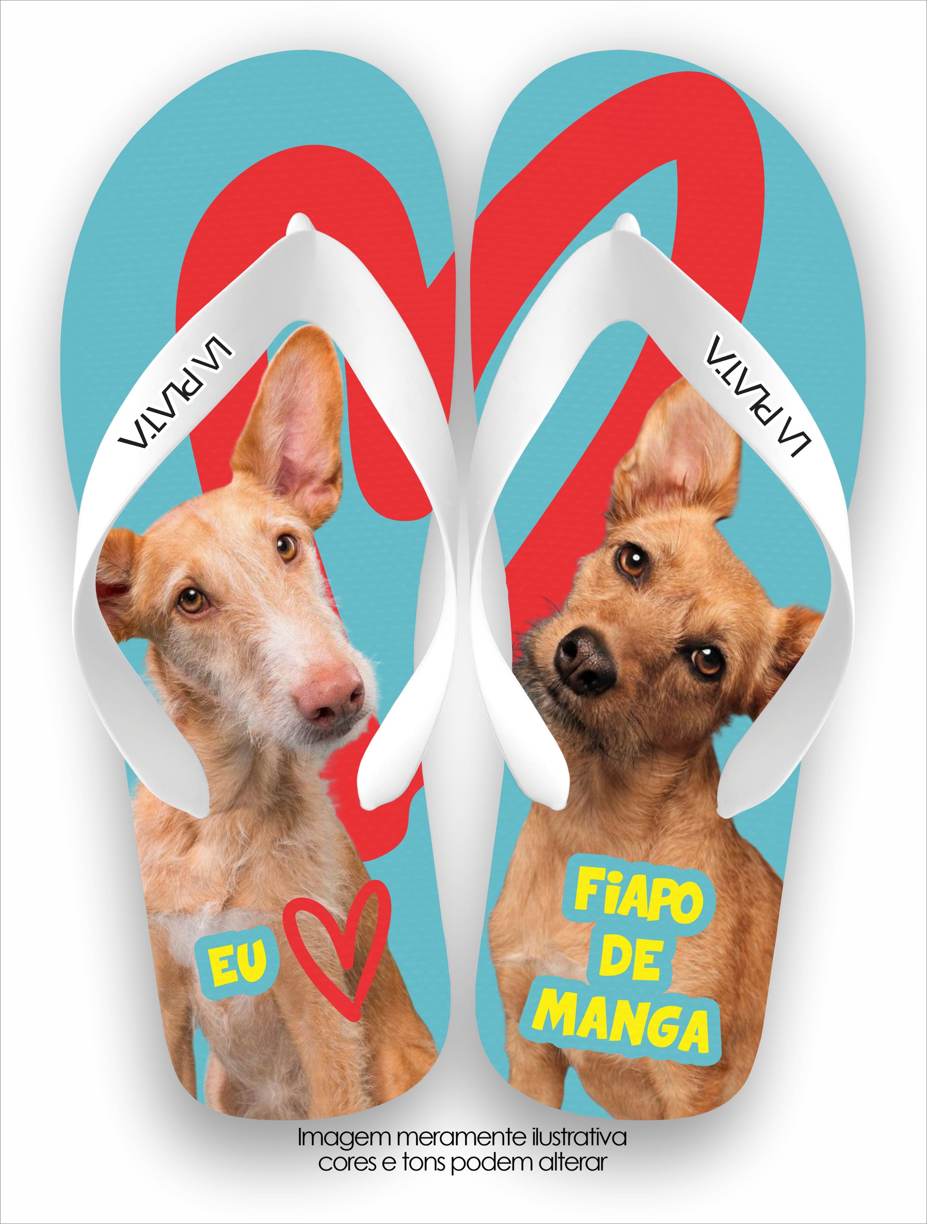 Chinelo Tradicional La Patinhas Dogs Eu Amo Meu Fiapo de Manga
