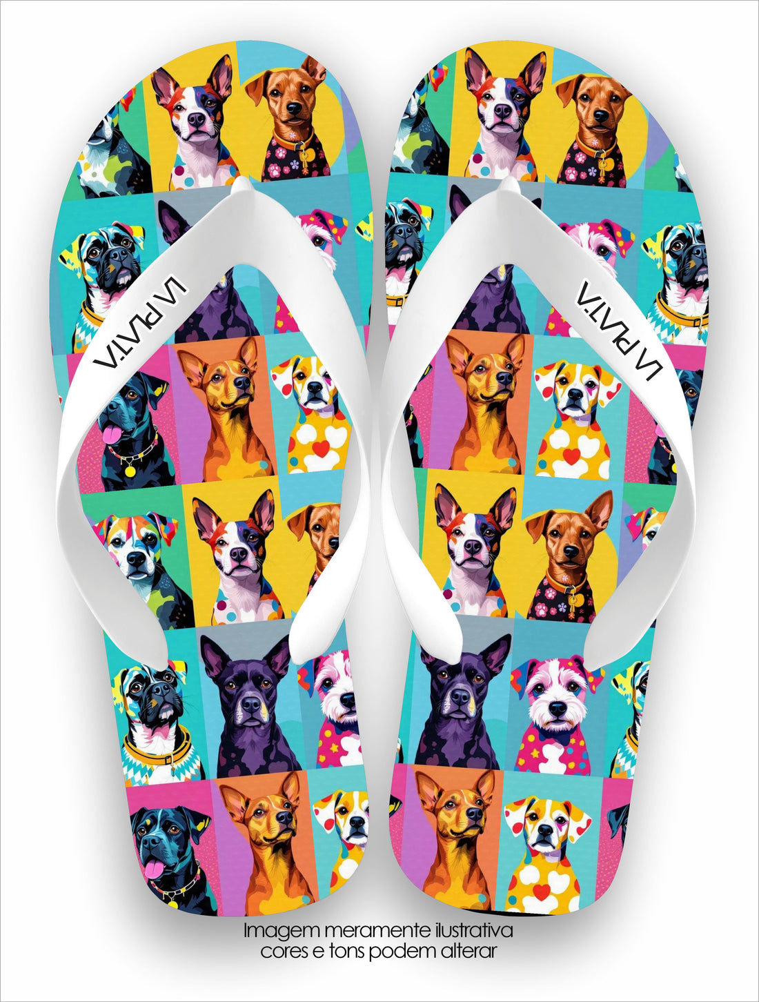 Chinelo Tradicional La Patinhas Fotos 3x4 Cachorros Coloridos