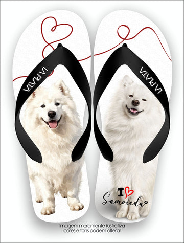 Chinelo Tradicional La Patinhas Dogs Samoieda Carinho Branco