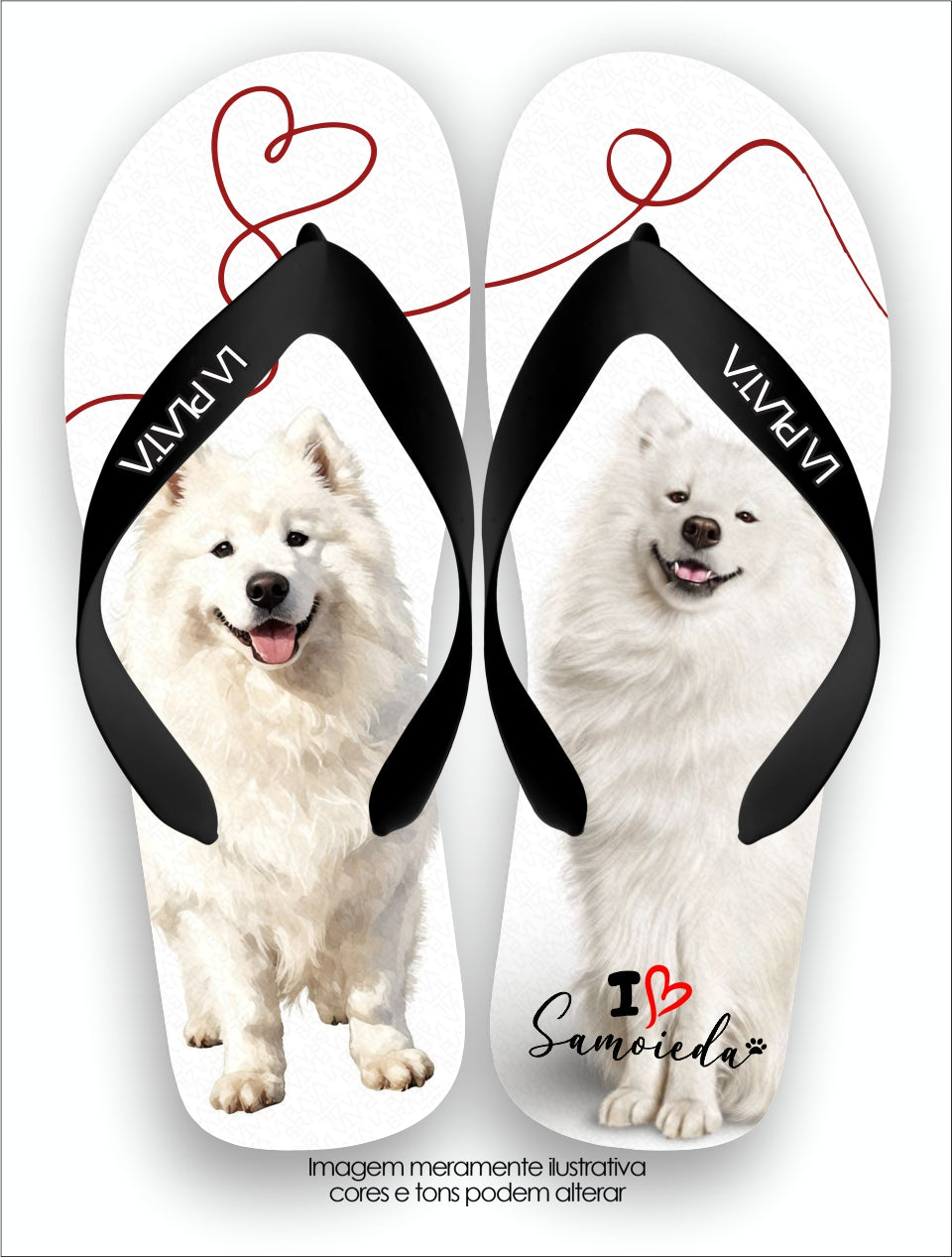 Chinelo Tradicional La Patinhas Dogs Samoieda Carinho Branco