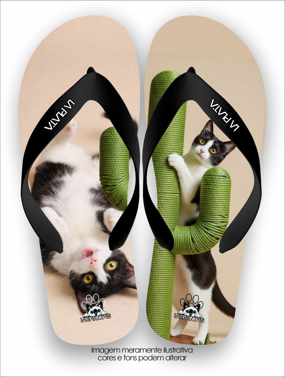 Chinelo Tradicional La Patinhas Cats Cactus