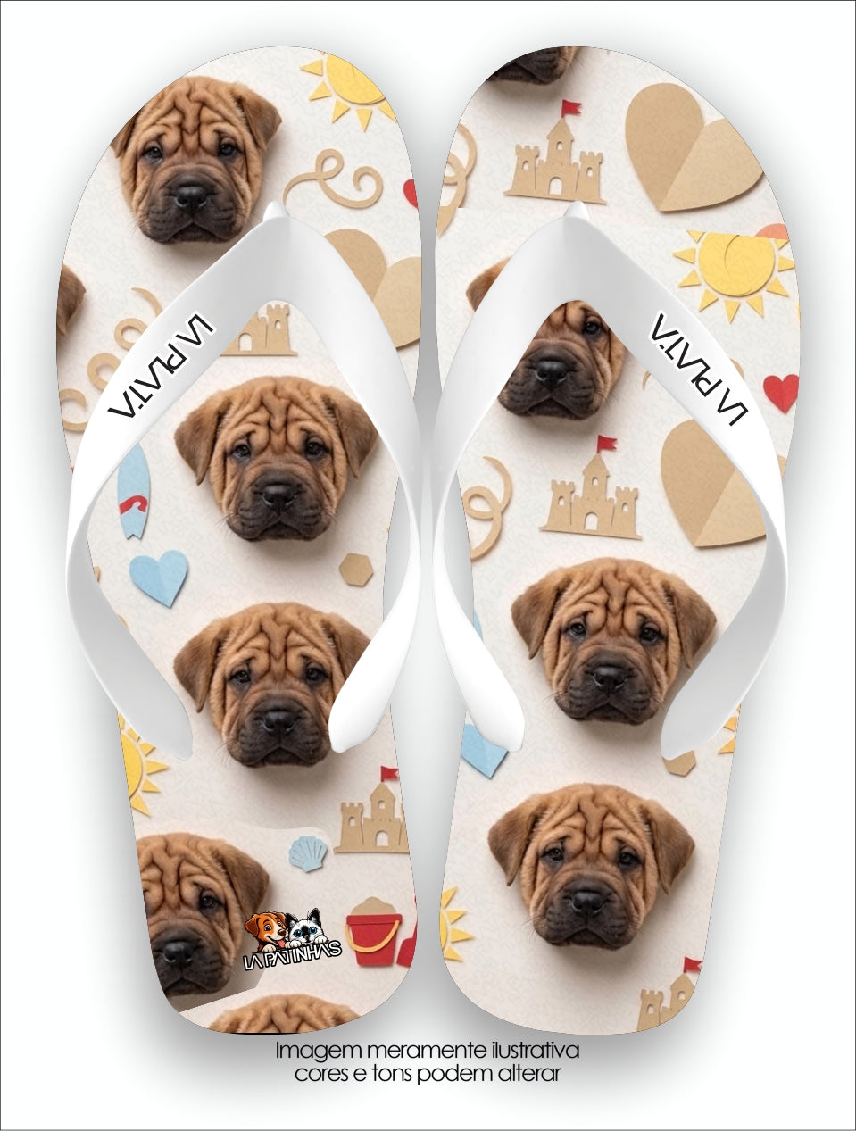 Chinelo Tradicional La Patinhas Dogs Sharpei Clássico
