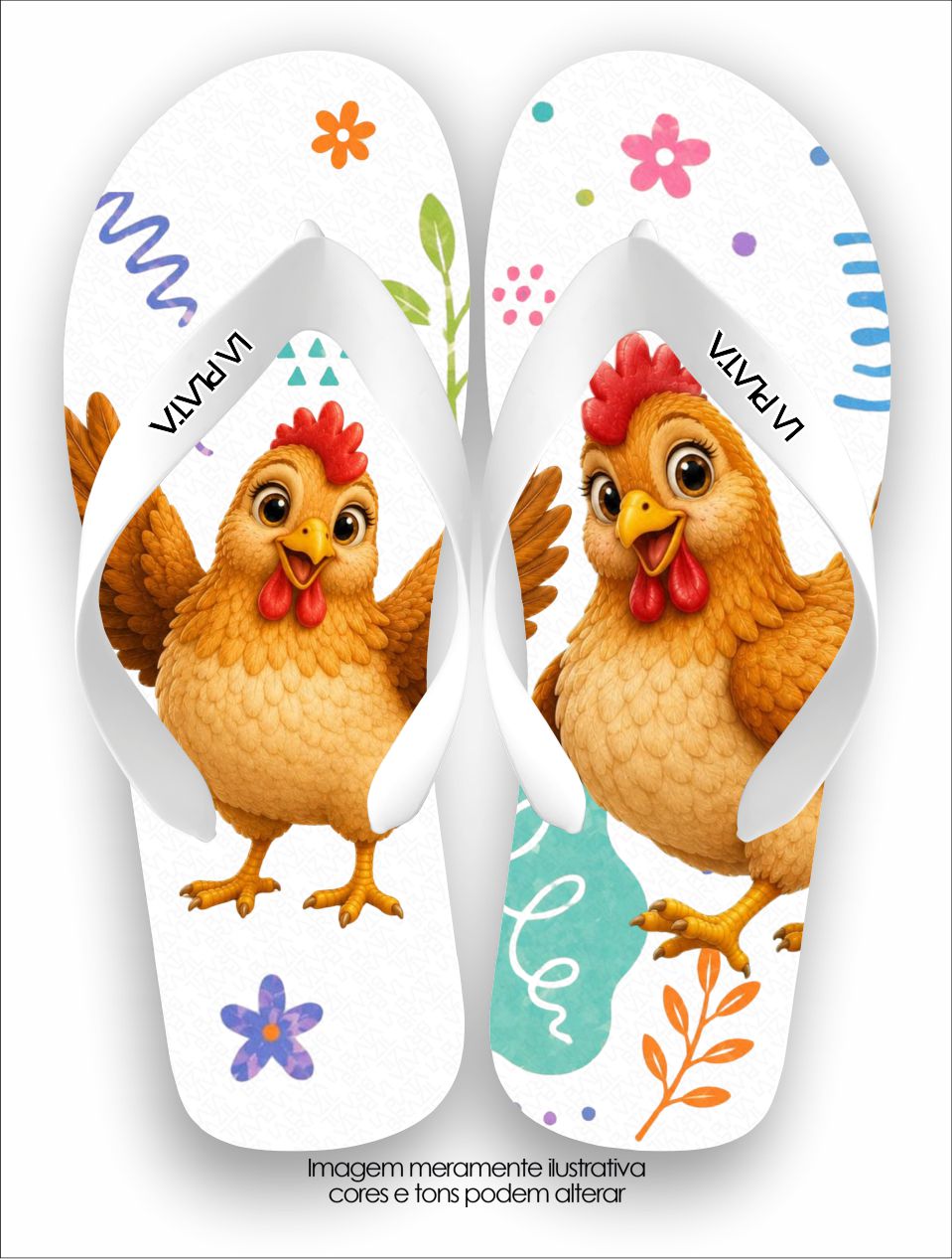 Chinelo Tradicional La Bicharada Galinha Feliz