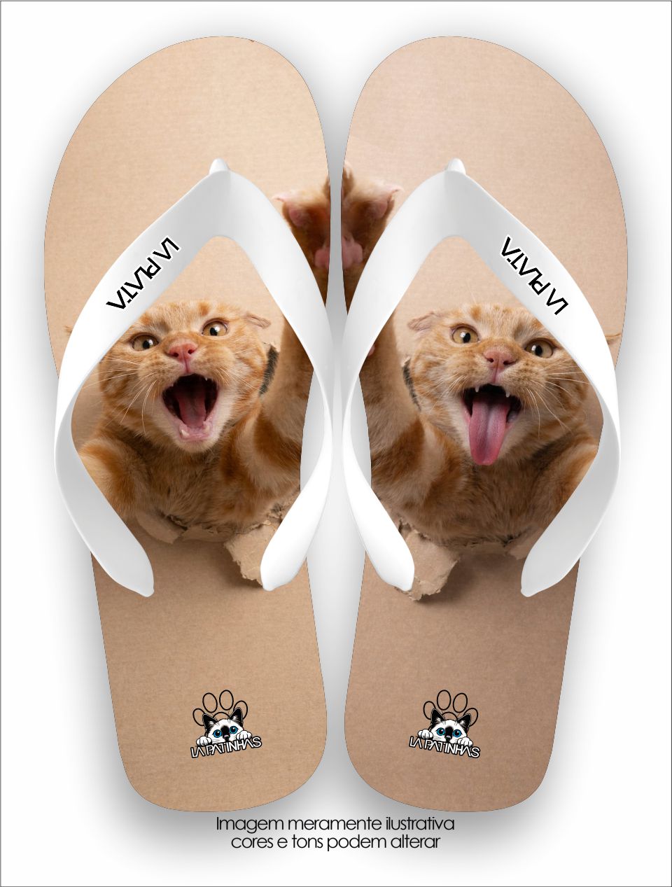 Chinelo Tradicional La Patinhas Cats Caramelo