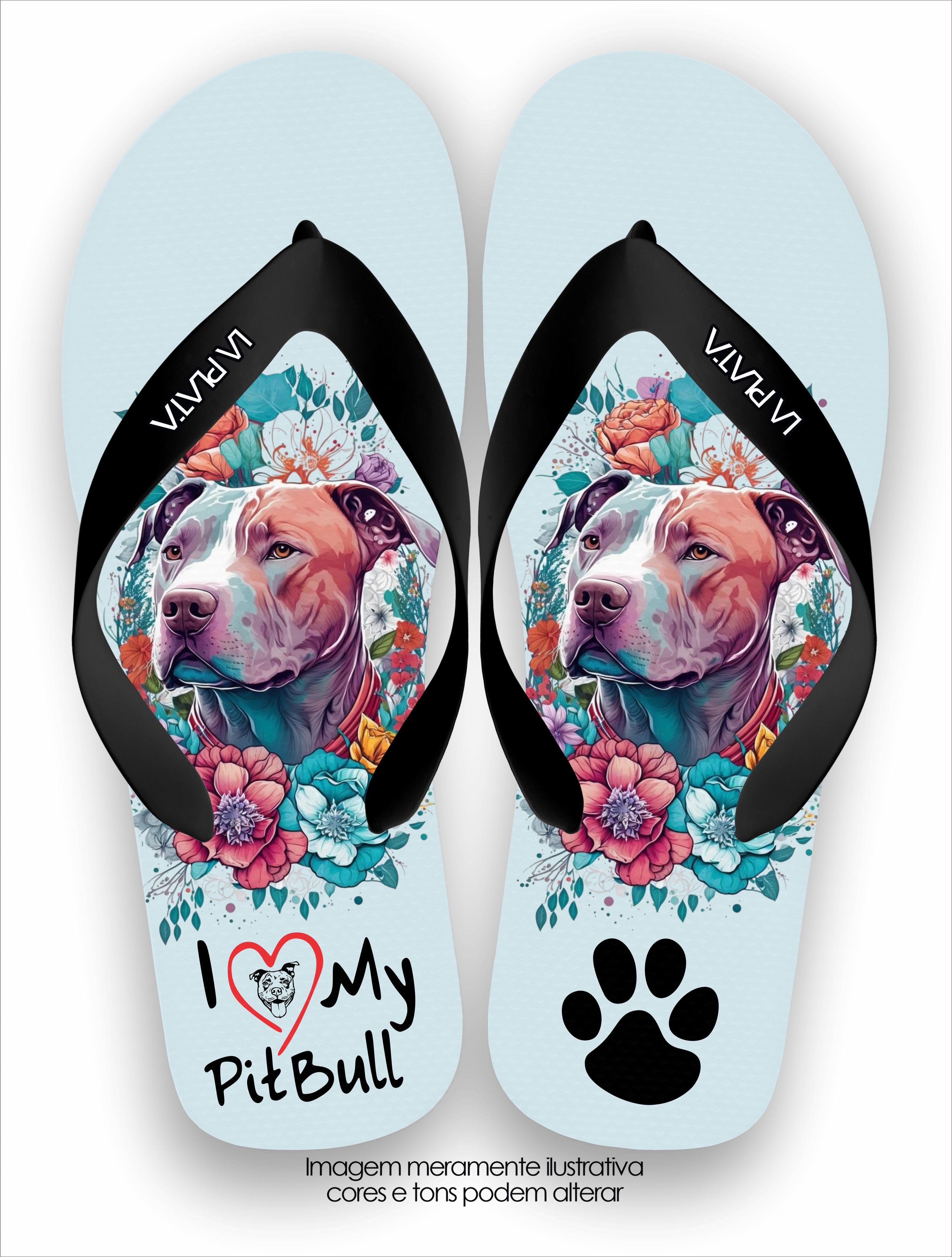 Chinelo Tradicional La Patinhas Dogs I Love My Pitbull