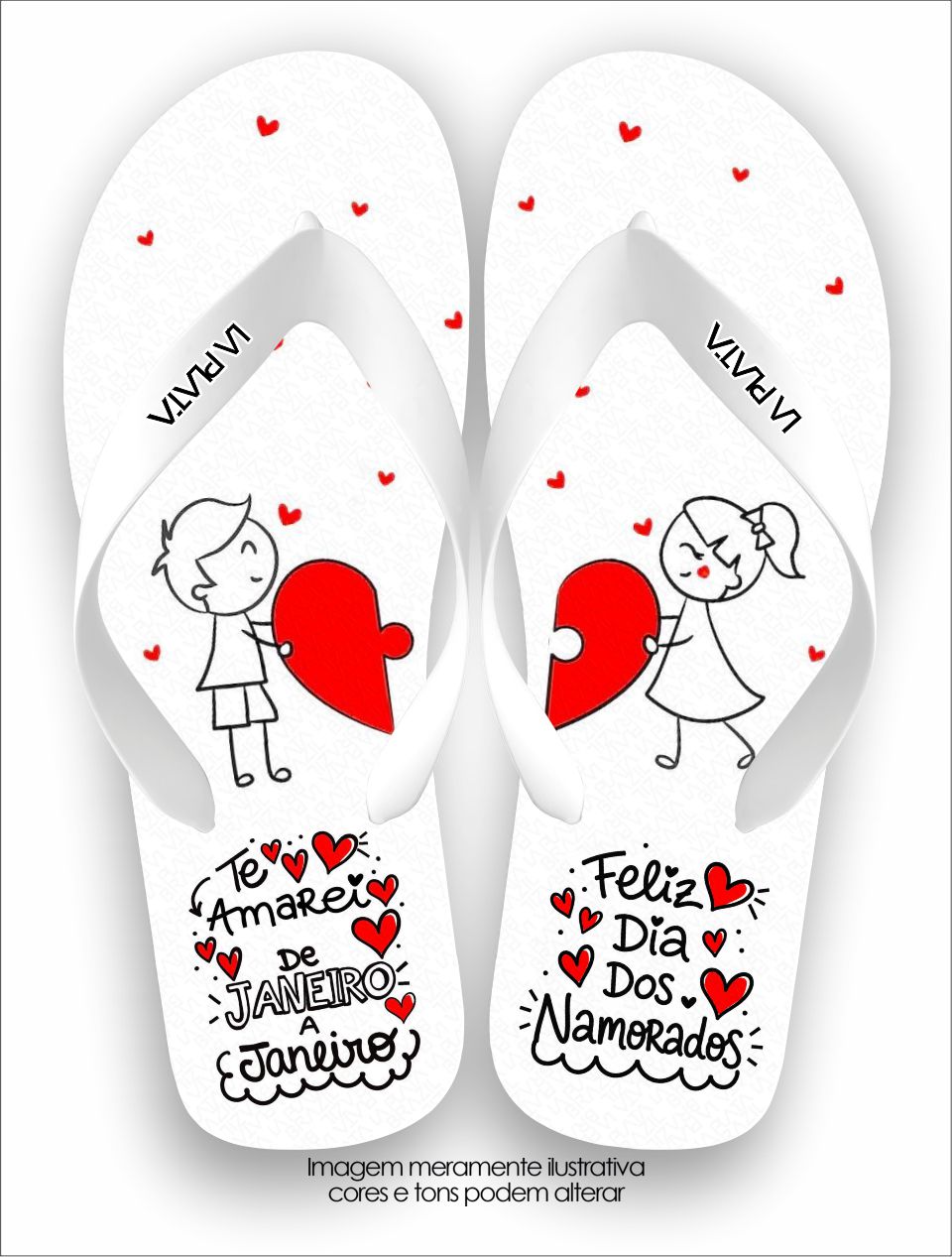 Chinelo Tradicional La Dia dos Namorados Te Amarei de Janeiro a Janeiro