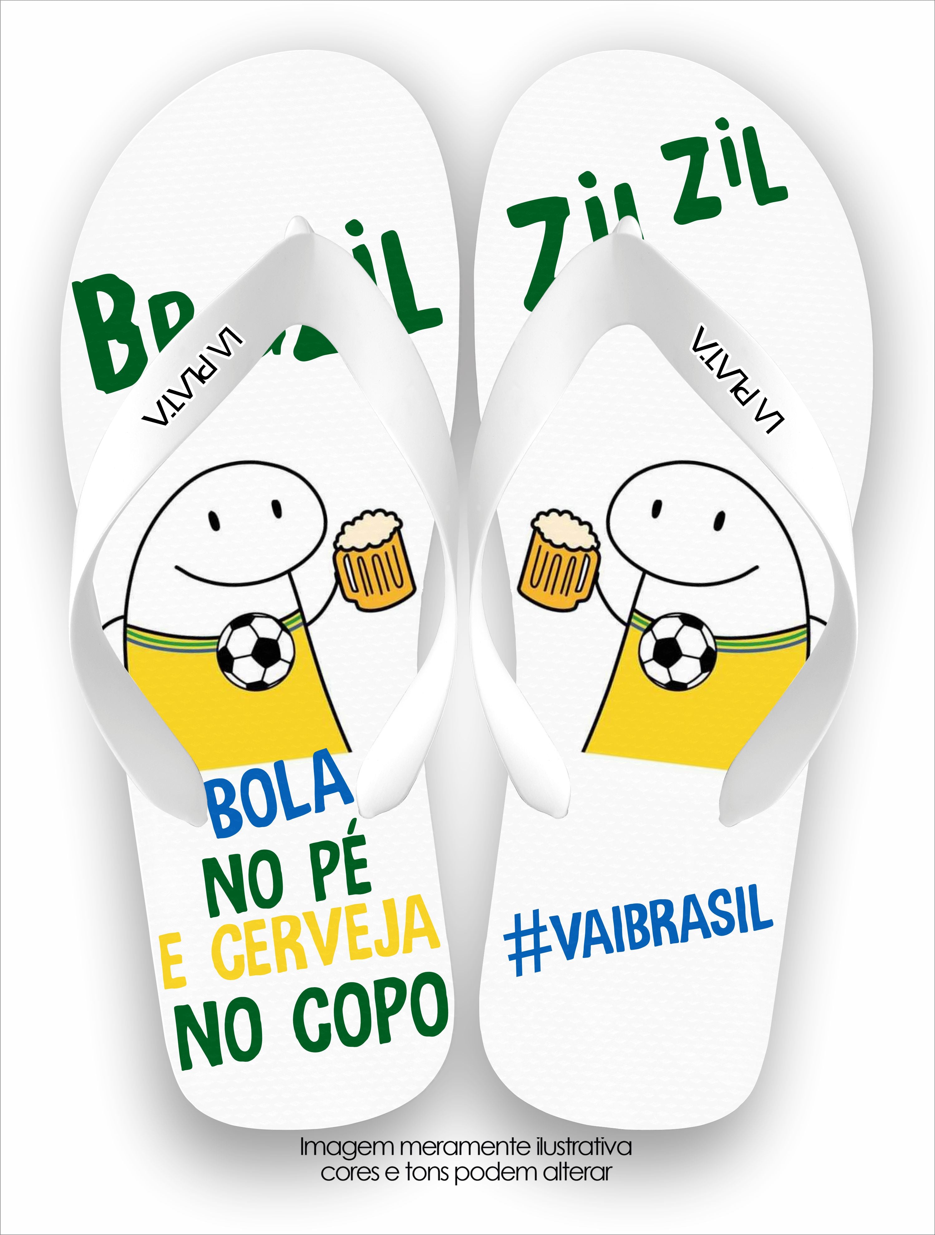 Chinelo Tradicional La Copa 2026 Brasil Bola no pé Cerveja no Copo