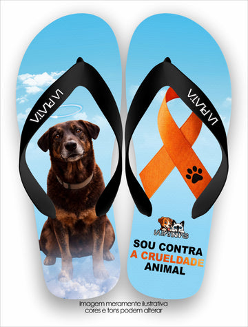 Chinelo Tradicional La Patinhas Dogs Abril Laranja - Cachorro Orelha