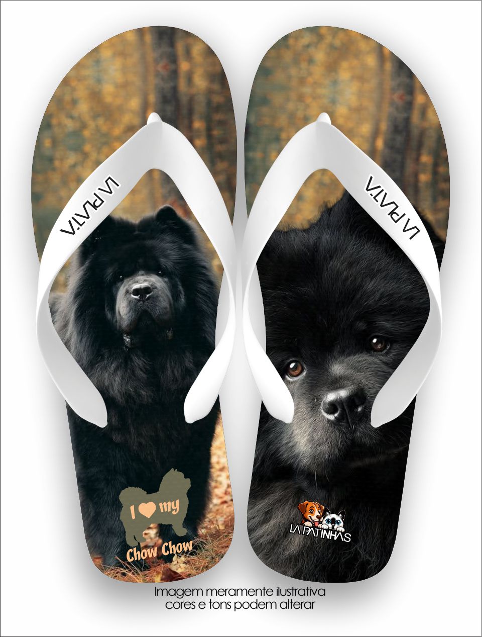 Chinelo Tradicional La Patinhas Dogs Black Chow Chow