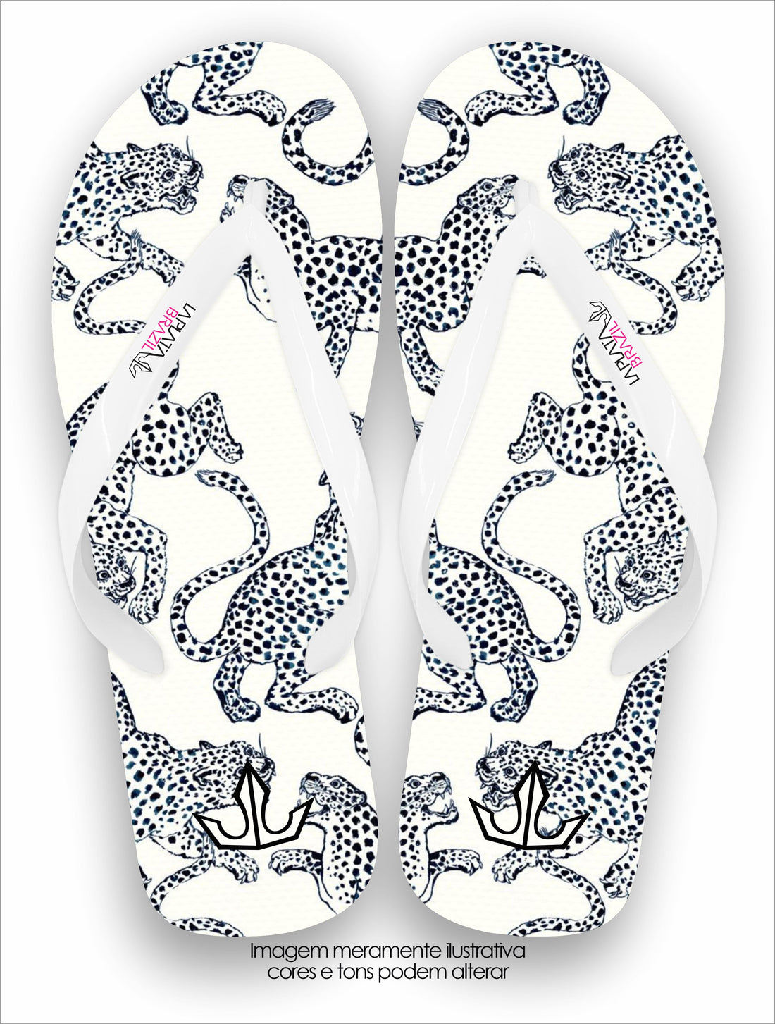 Chinelo Tradicional La Feminina Leopardo Black and White Conforto Total