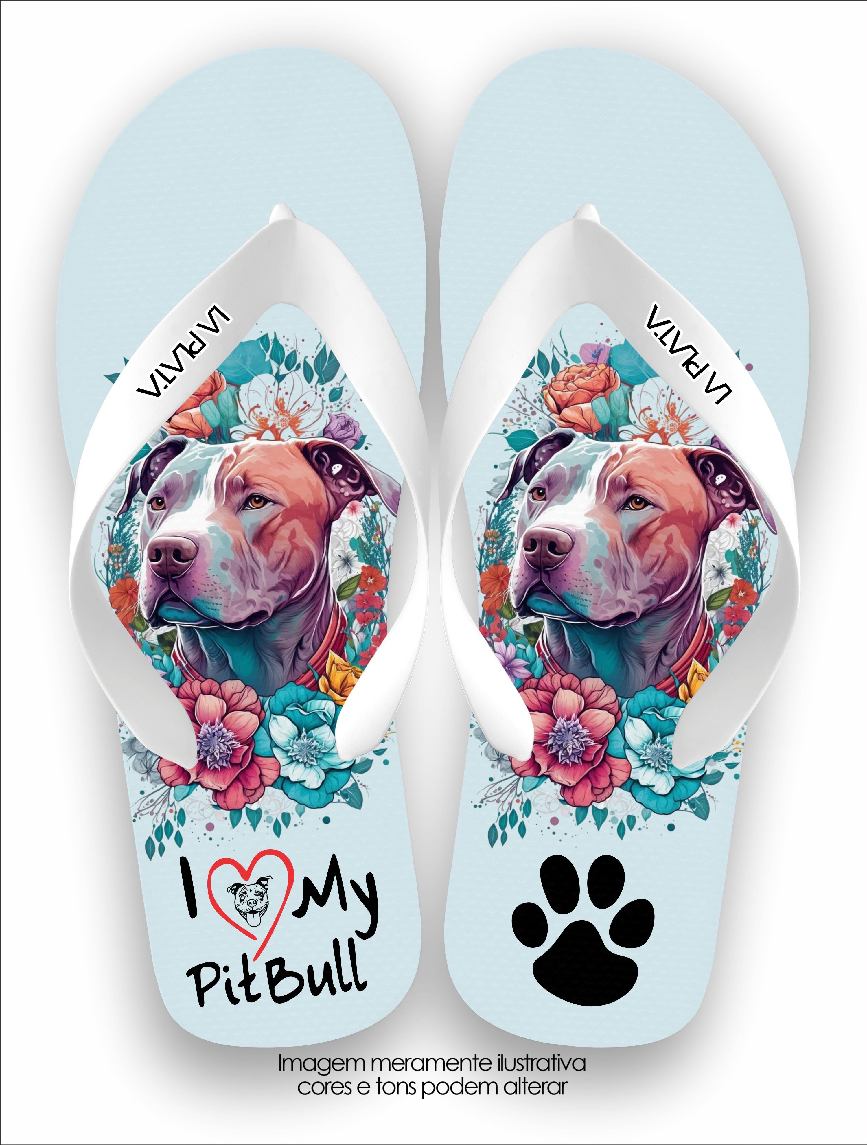 Chinelo Tradicional La Patinhas Dogs I Love My Pitbull