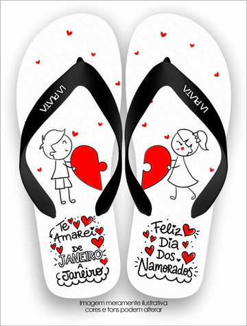 Chinelo Tradicional La Dia dos Namorados Te Amarei de Janeiro a Janeiro