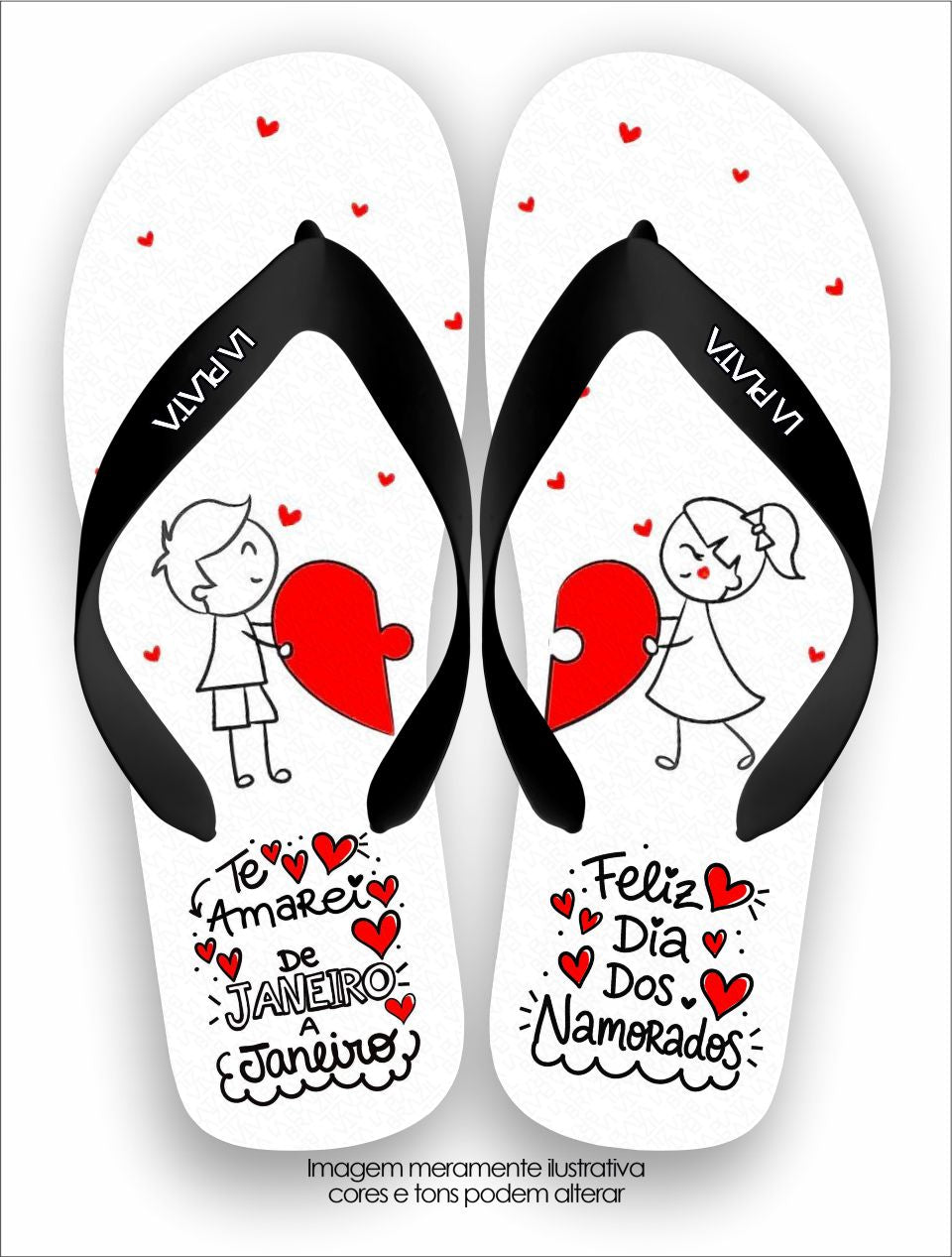 Chinelo Tradicional La Dia dos Namorados Te Amarei de Janeiro a Janeiro