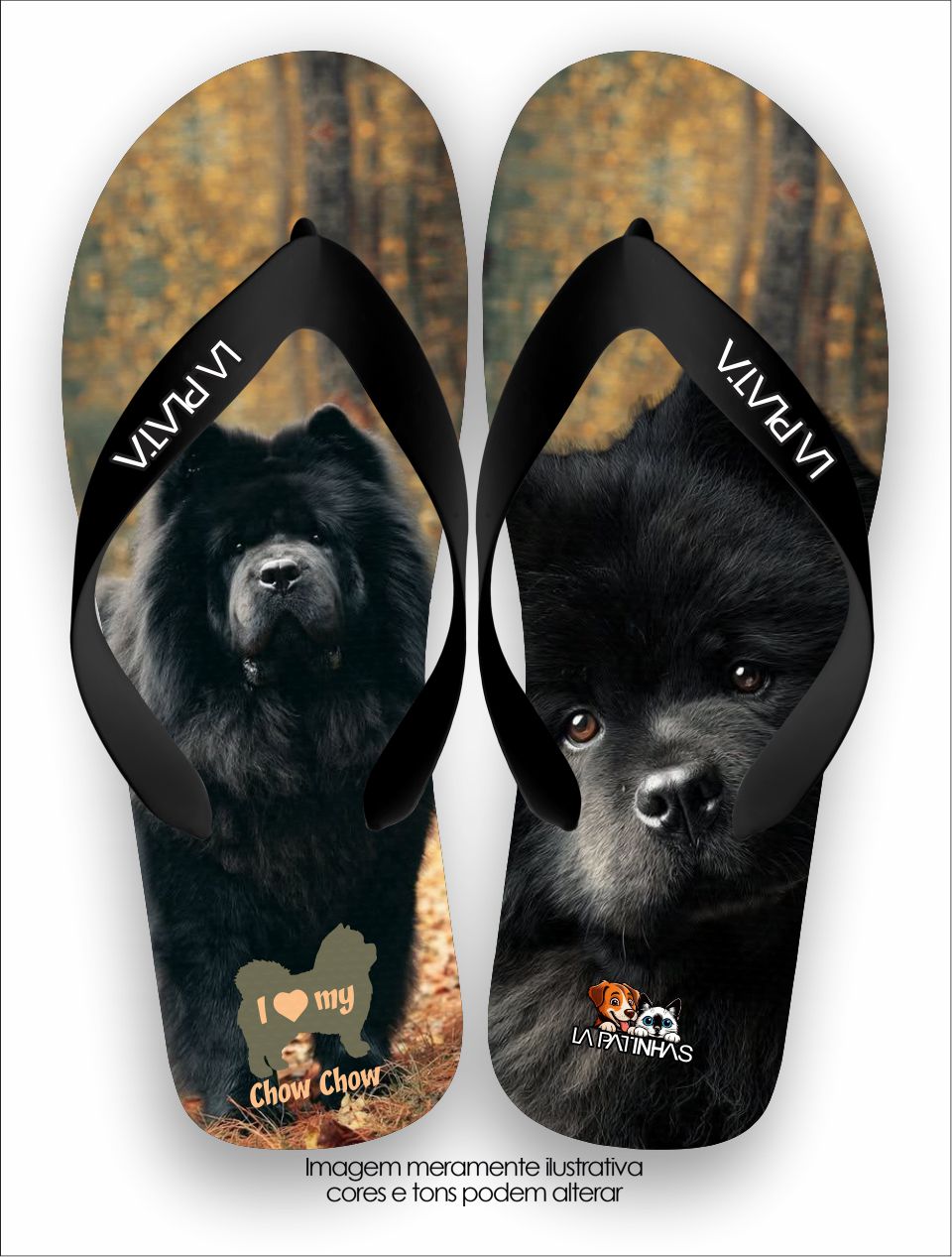 Chinelo Tradicional La Patinhas Dogs Black Chow Chow