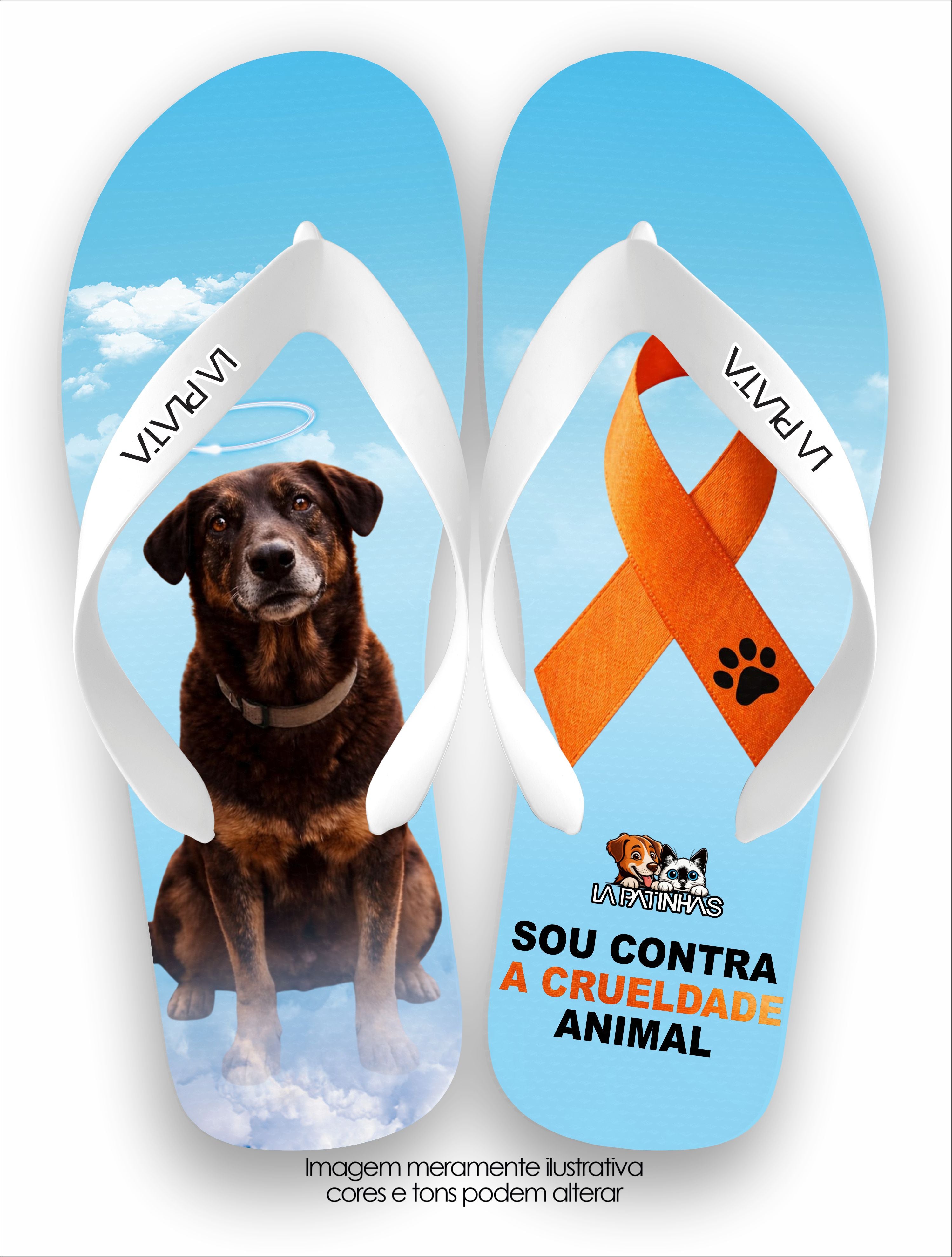 Chinelo Tradicional La Patinhas Dogs Abril Laranja - Cachorro Orelha