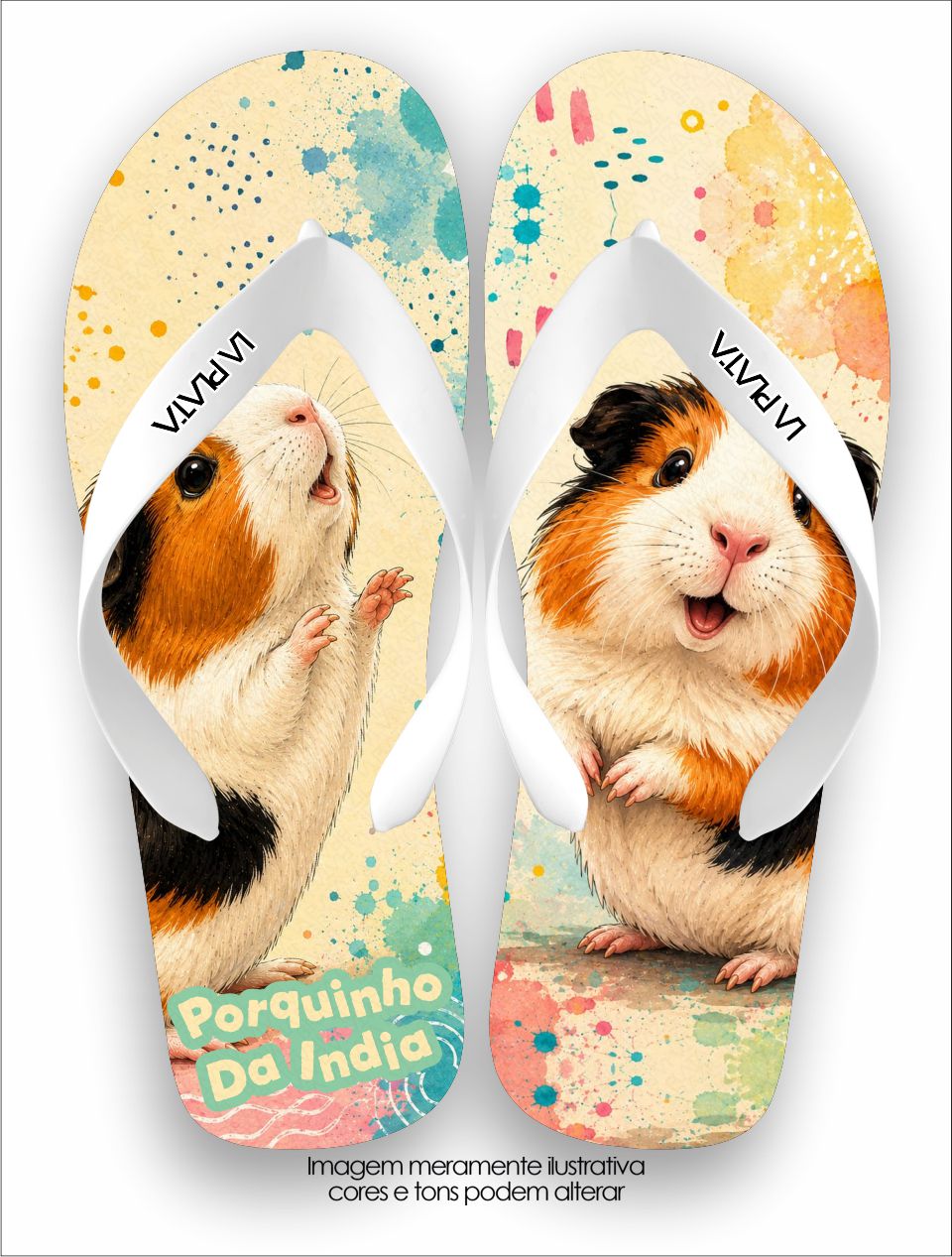 Chinelo Tradicional La Bicharada Porquinho da Índia Cute Chic