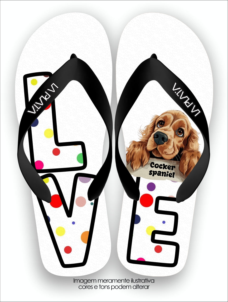 Chinelo Tradicional La Patinhas Dogs Cocker Spaniel Olhar Fofo