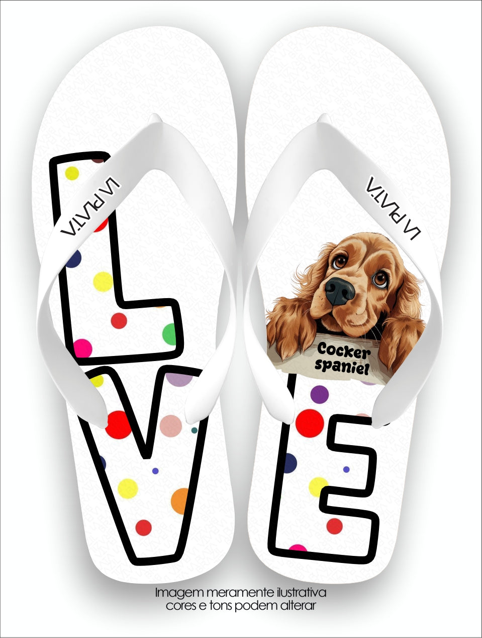 Chinelo Tradicional La Patinhas Dogs Cocker Spaniel Olhar Fofo
