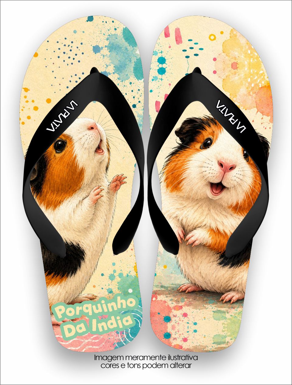 Chinelo Tradicional La Bicharada Porquinho da Índia Cute Chic