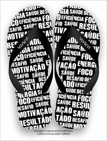 Chinelo Tradicional La Fitness Foco Saúde Desafio (Fundo Preto)