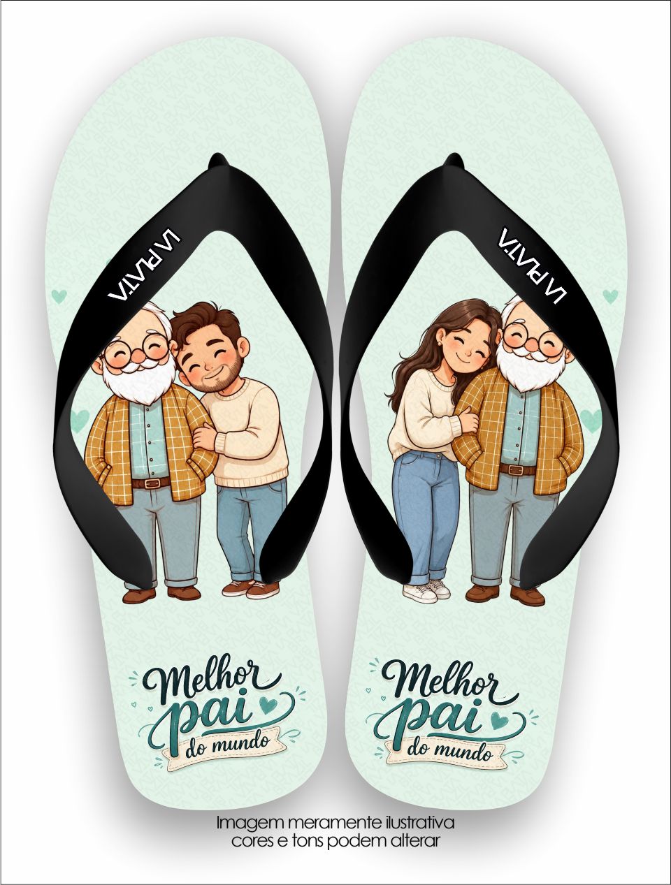 Chinelo Tradicional La Dia dos Pais Melhor Pai do Mundo Alt