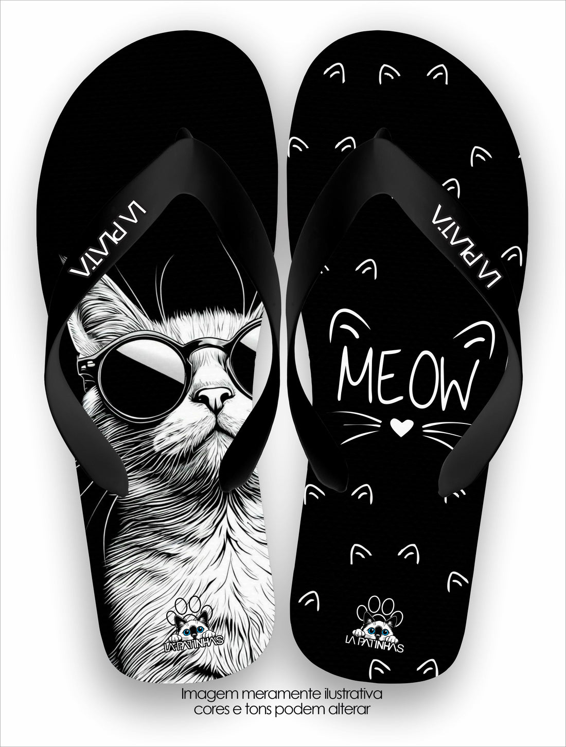 Chinelo Tradicional La Patinhas Cats Glasses