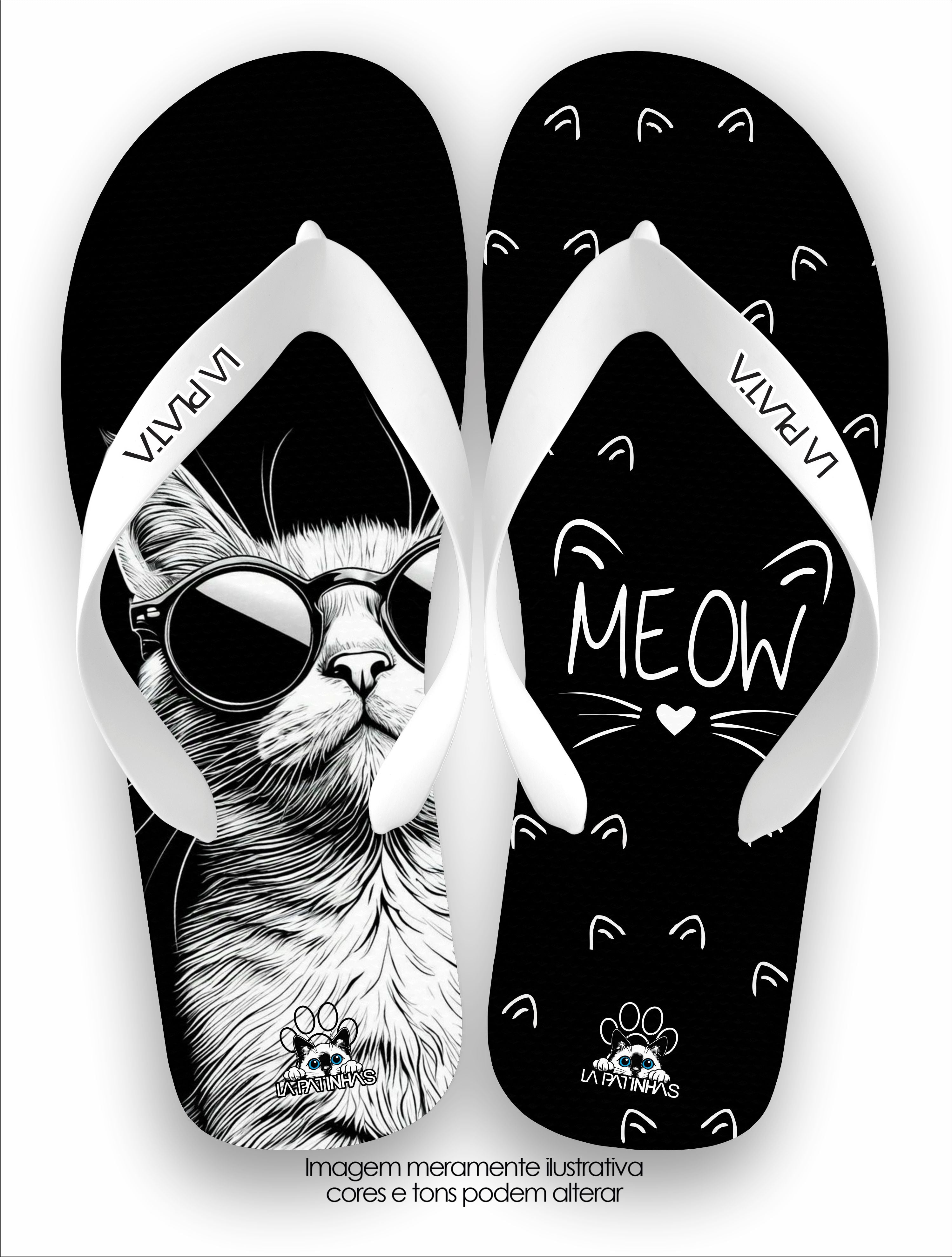 Chinelo Tradicional La Patinhas Cats Glasses
