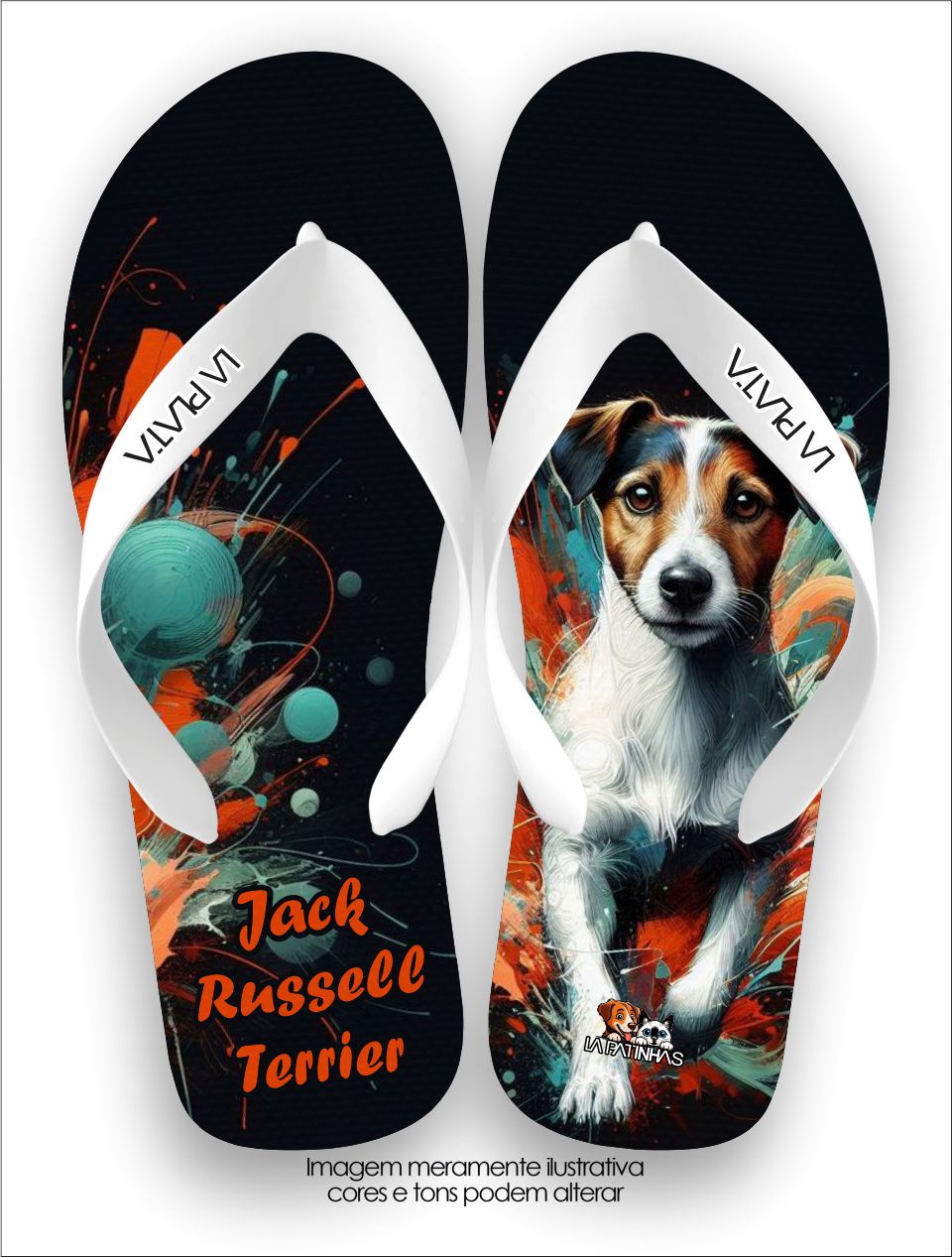 Chinelo Tradicional La Patinhas Dogs Jack Russell Terrier Space