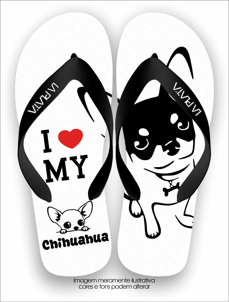 Chinelo Tradicional La Patinhas Dogs I Love My Chihuahua