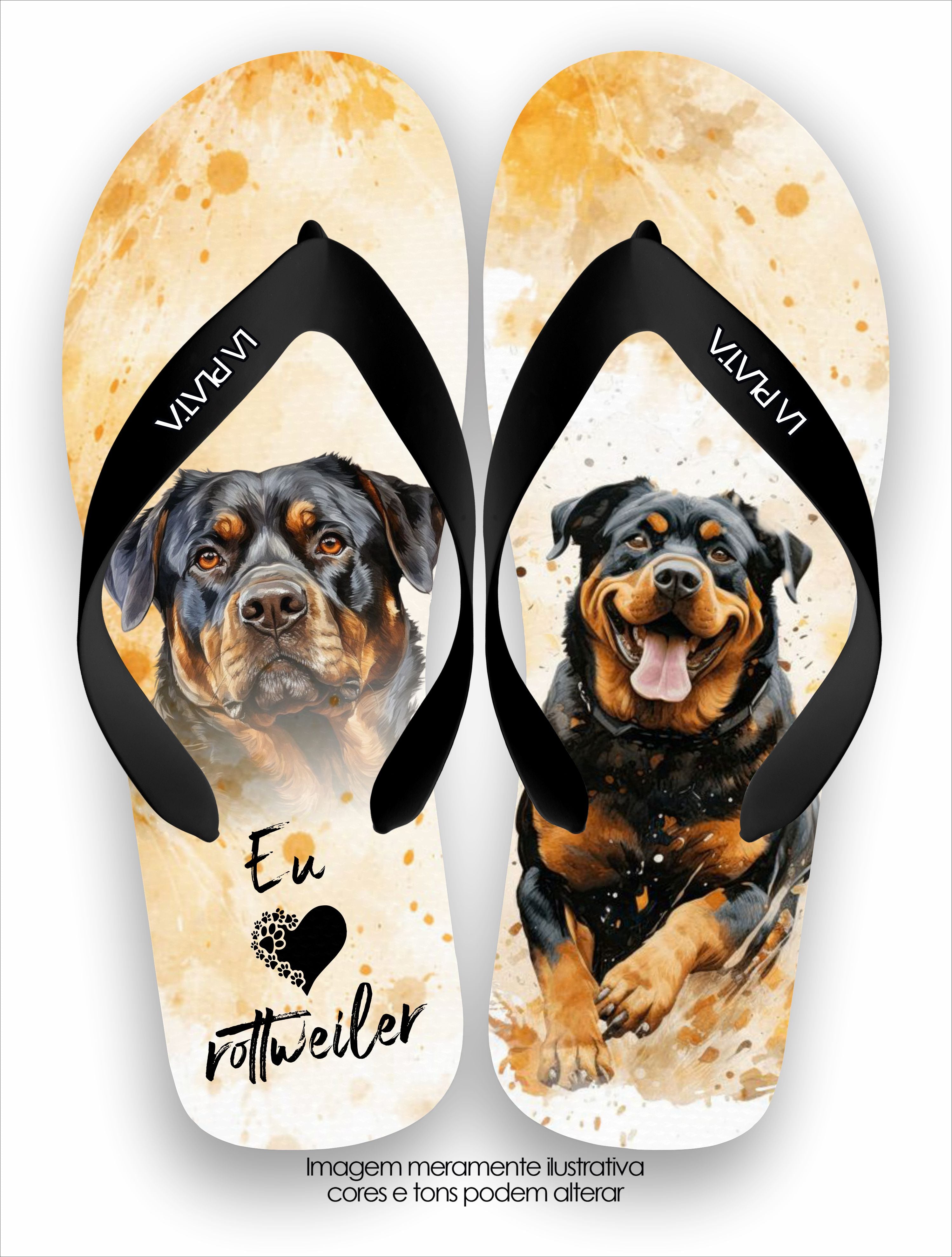 Chinelo Tradicional La Patinhas Dogs Eu Amo Rottweiler