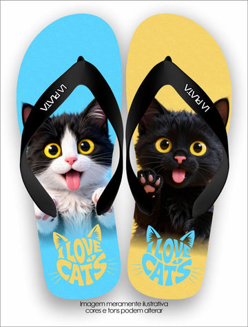 Chinelo Tradicional La Patinhas Cats Gatos Filhotinhos